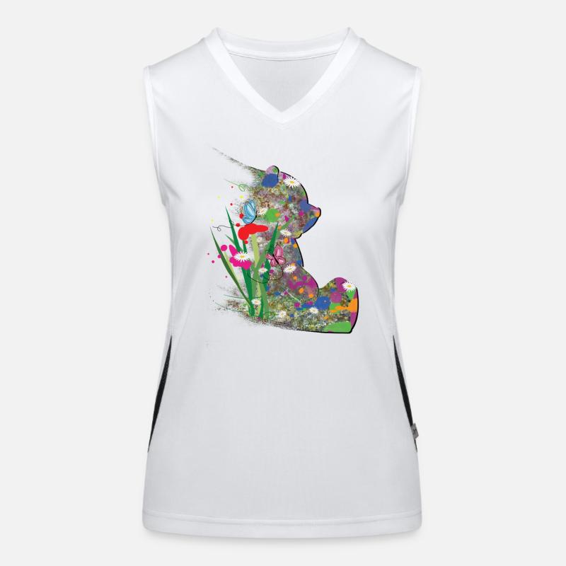 Bear, Summer, Abstract, Butterfly - Women's Functional Contrast Tank Top - white/black