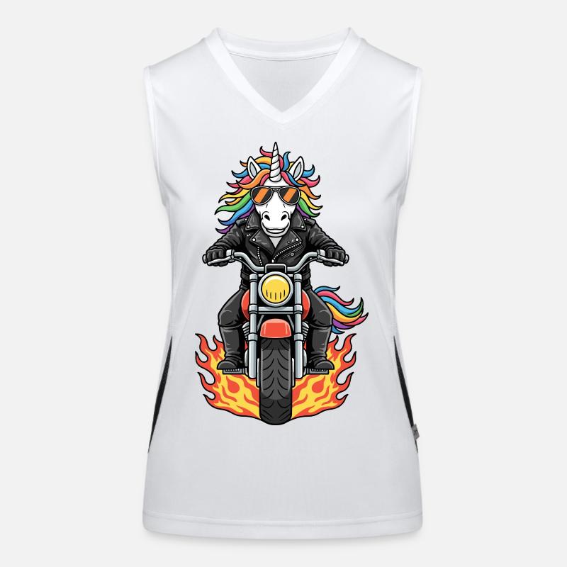 Cool Biker Unicorn Motorcycle Flames Women's Functional Contrast Tank Top