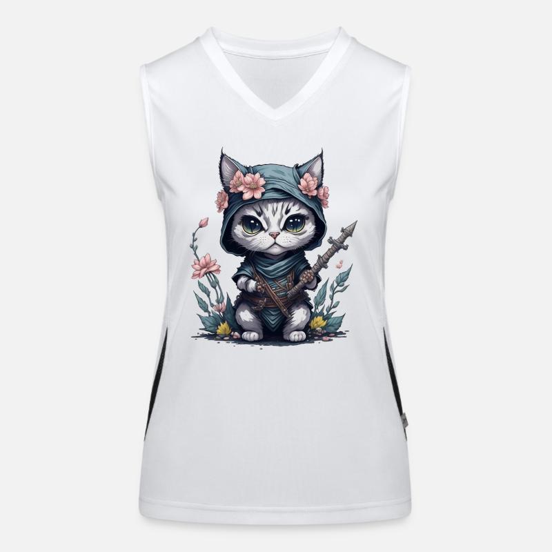 Fühle dich episch mit der Ninja-Katze Funktionelles Kontrast-Tank Top für Frauen