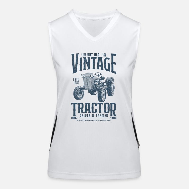 Oldtimer Traktor Bauer Geburtstag Jahrgang 1982 Funktionelles Kontrast-Tank Top für Frauen