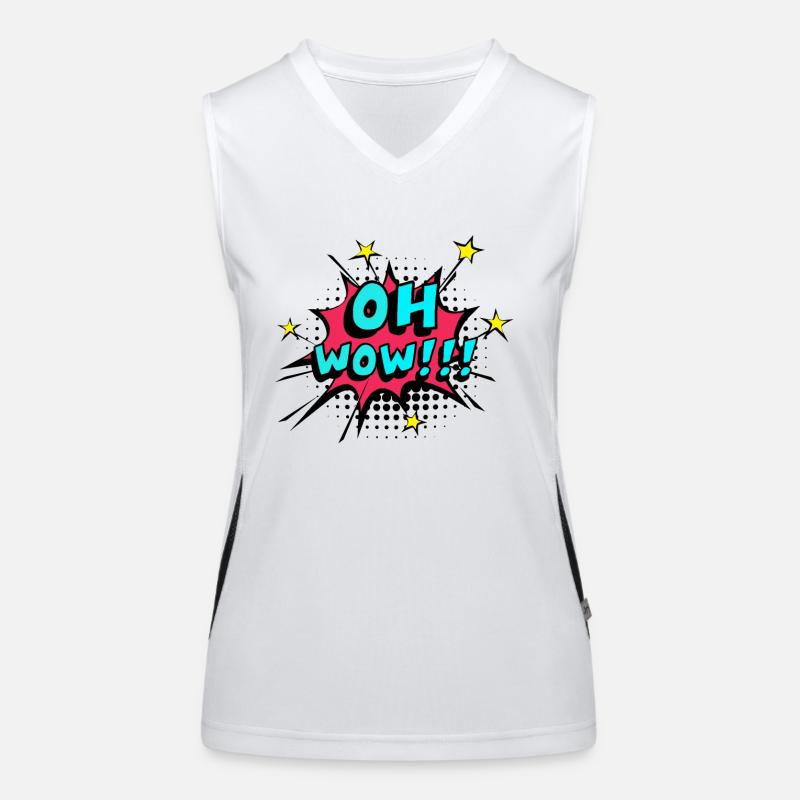 Oh Wow - Comic Pop Art Speech Bubble Women's Functional Contrast Tank Top
