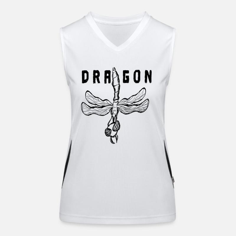 Insecte libellule avec inscription de dragon Débardeur respirant contrasté Femme