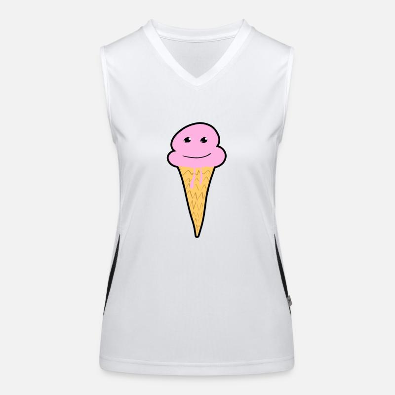 lächelnde Eis Kugel mit Konus Funktionelles Kontrast-Tank Top für Frauen