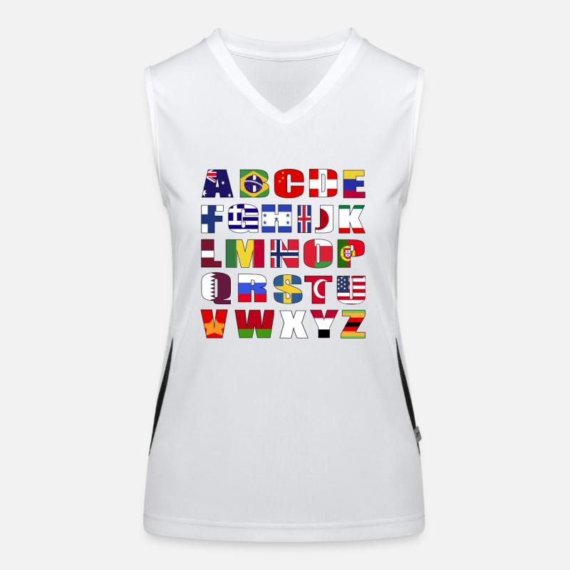 Pays Drapeaux Alphabet Débardeur respirant contrasté Femme