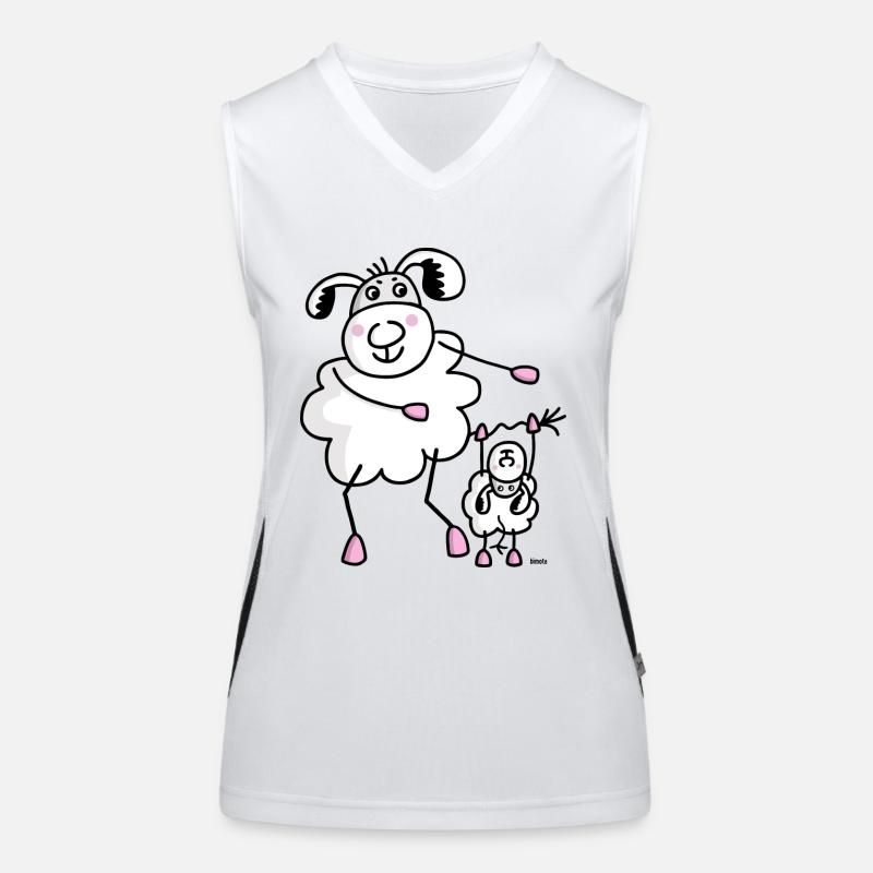 Sheep with lambs Women's Functional Contrast Tank Top