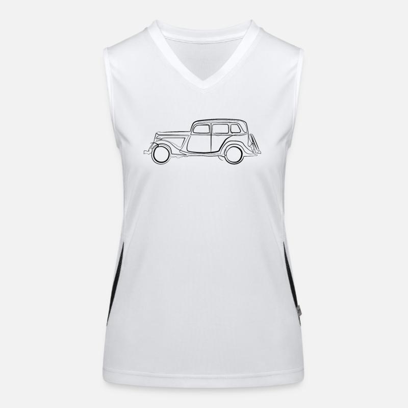 Auto Oldtimer retro - one line drawing Funktionelles Kontrast-Tank Top für Frauen
