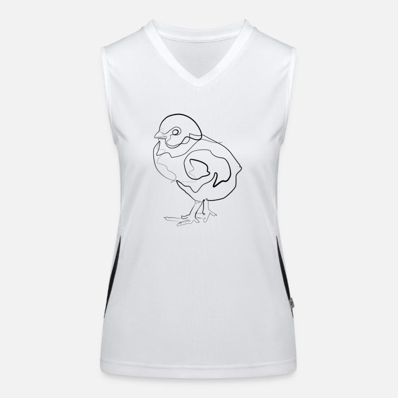 Chicks Baby Chicken - one line drawing Women's Functional Contrast Tank Top