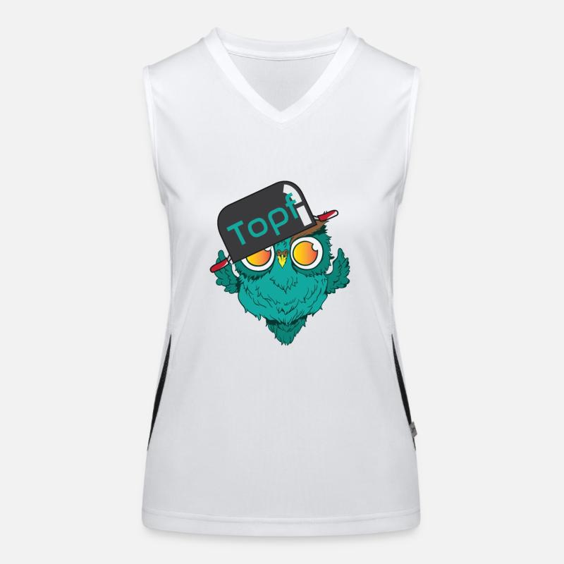 Eule im Pärchenlook mit Topf ohne Deckel Funktionelles Kontrast-Tank Top für Frauen
