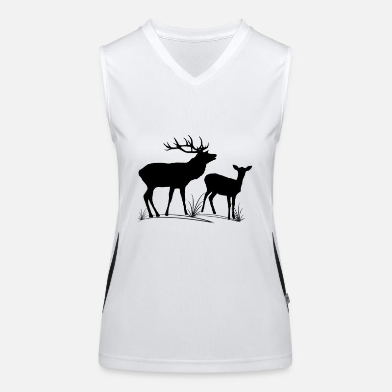 Deer, roe deer, fallow deer, forest, animals, deer Women's Functional Contrast Tank Top