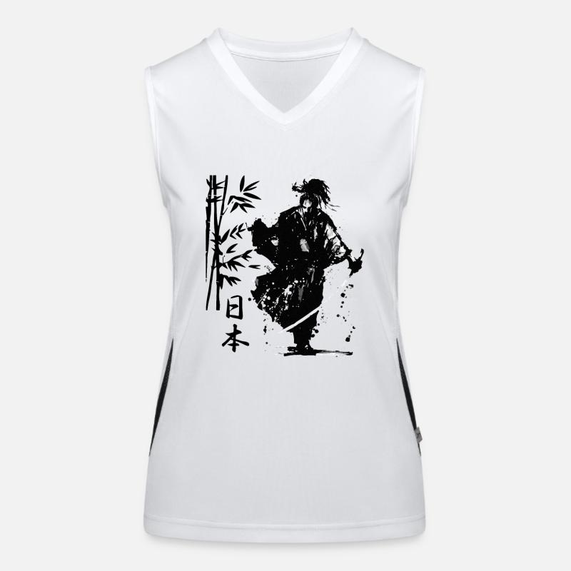 walking samurai warrrior ready for battle traditio Women's Functional Contrast Tank Top