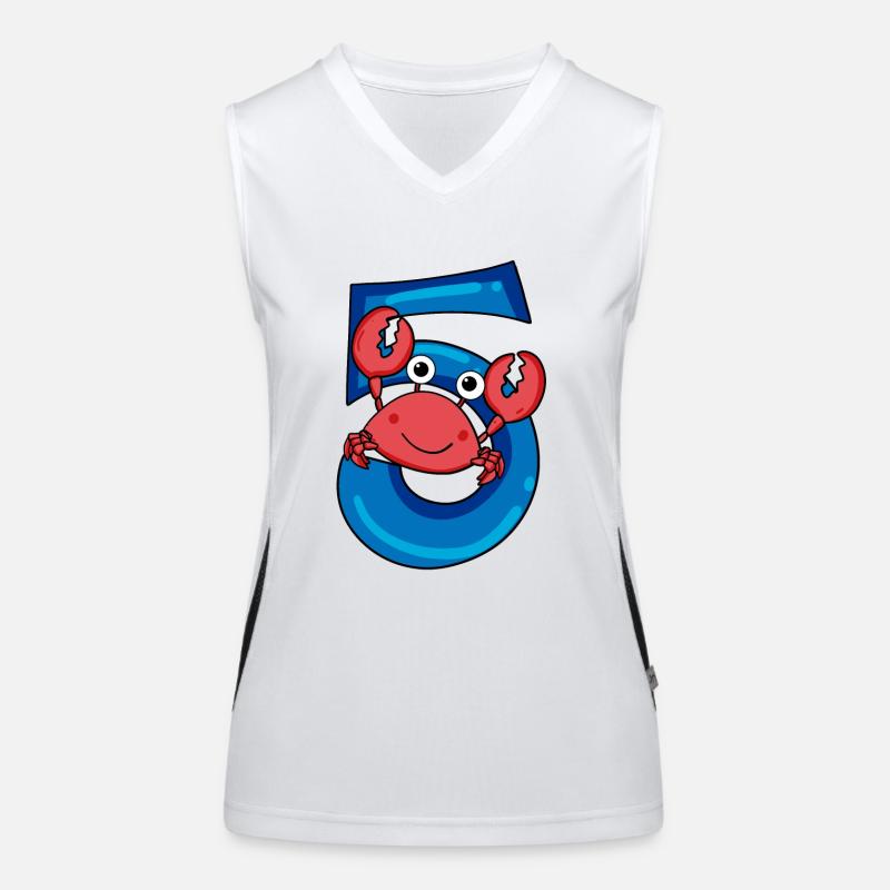 Crab with the number 5 - 5 birthday gift idea Women's Functional Contrast Tank Top