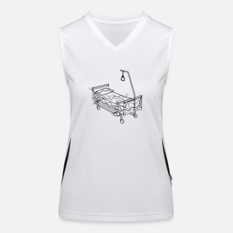 Medical bed - one line drawing Women's Functional Contrast Tank Top