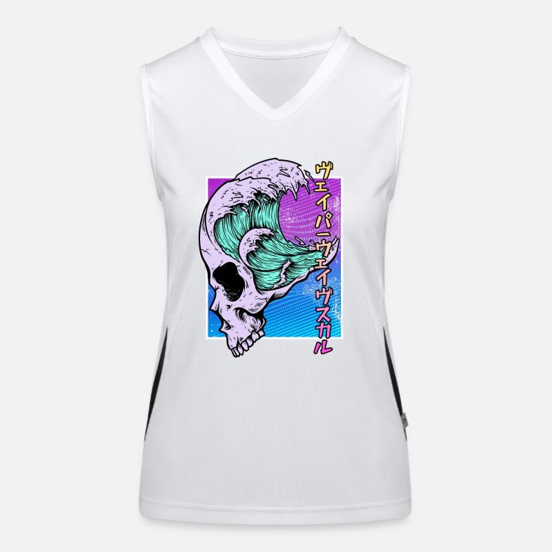 Kaganawa Great Wave Pastel Goth Schädel Vaporwave Funktionelles Kontrast-Tank Top für Frauen