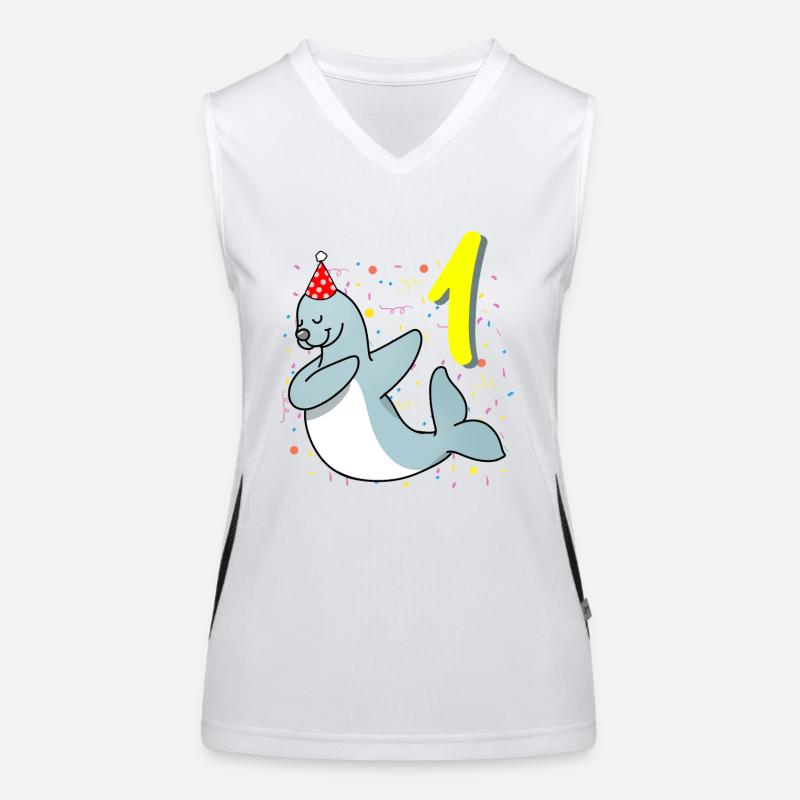 1 Jahr Alt Robbe Geburtstag Funktionelles Kontrast-Tank Top für Frauen