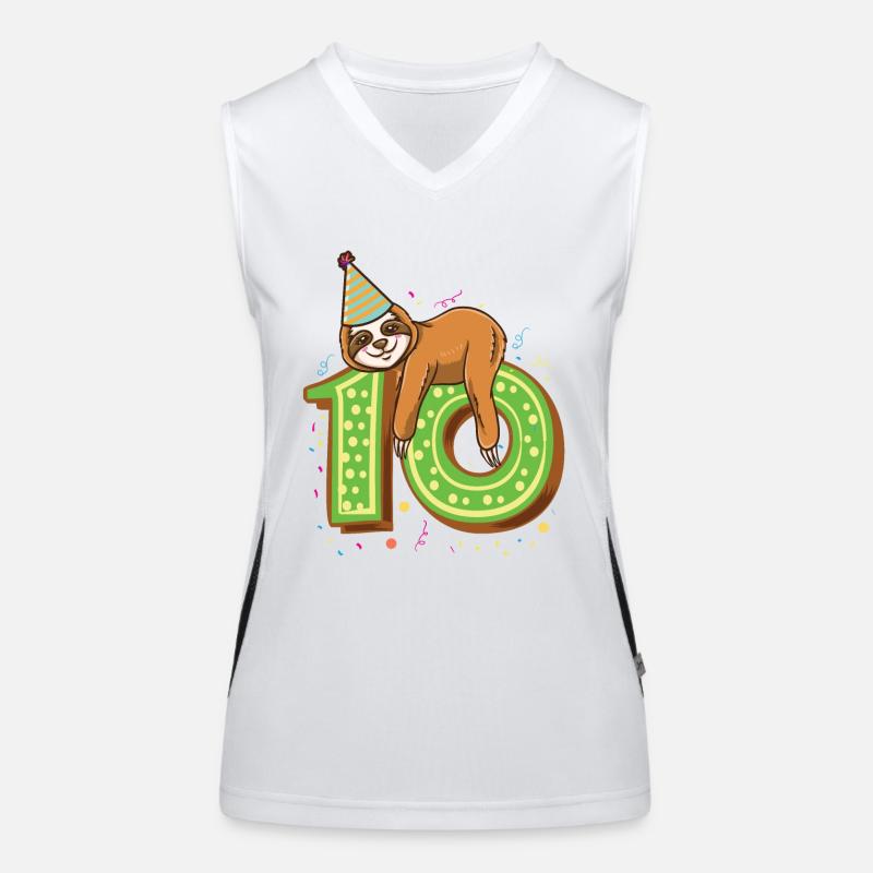 10th Birthday Zoo Sloth 10 years old Women's Functional Contrast Tank Top