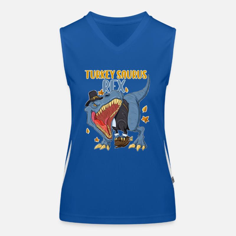 Turkey Saurus Rex I TRex Pilgrim Hat I Dinosaur Funktionelles Kontrast-Tank Top für Frauen