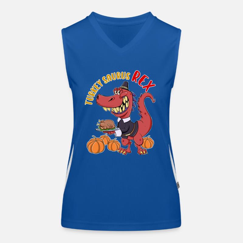 Turkey Saurus Rex I TRex Pilgrim Hat I Dinosaur Funktionelles Kontrast-Tank Top für Frauen