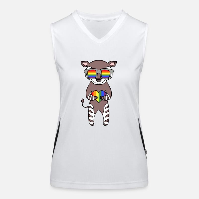 LGBT Tier Okapi Regenbogen Funktionelles Kontrast-Tank Top für Frauen