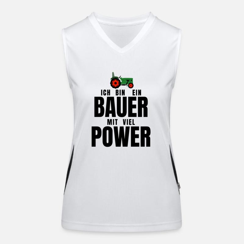 Ich bin ein BAUER mit viel POWER - lustiger Spruch Funktionelles Kontrast-Tank Top für Frauen