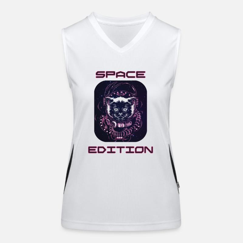 Space Cat Funktionelles Kontrast-Tank Top für Frauen