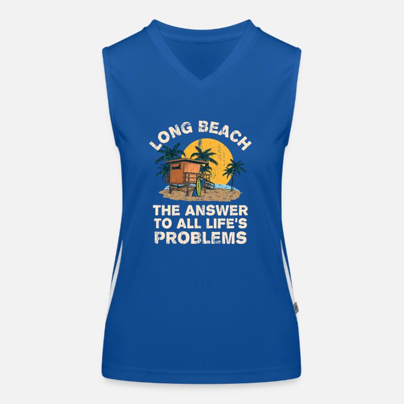 Long Beach Answer To All Life's Problems Vacation Funktionelles Kontrast-Tank Top für Frauen