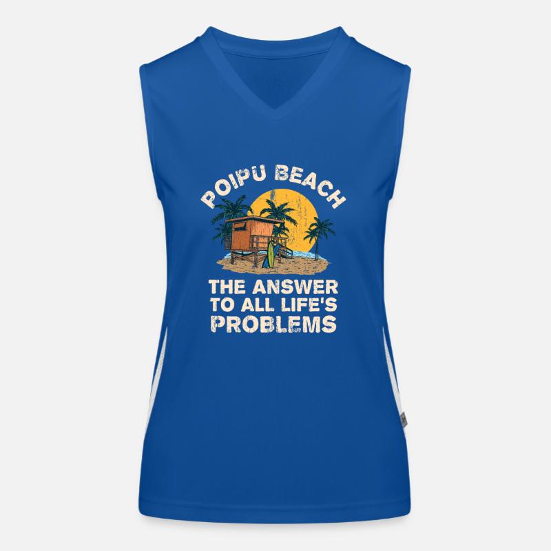Poipu Beach Answer To All Life's Problems Funktionelles Kontrast-Tank Top für Frauen