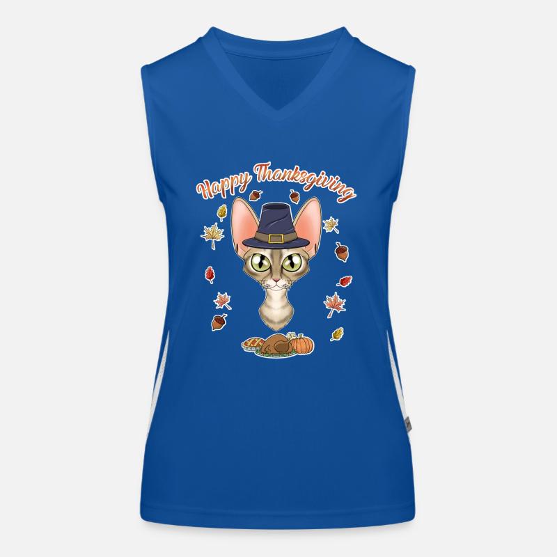Devon Rex Cat Lover I Happy Thanksgiving Funktionelles Kontrast-Tank Top für Frauen