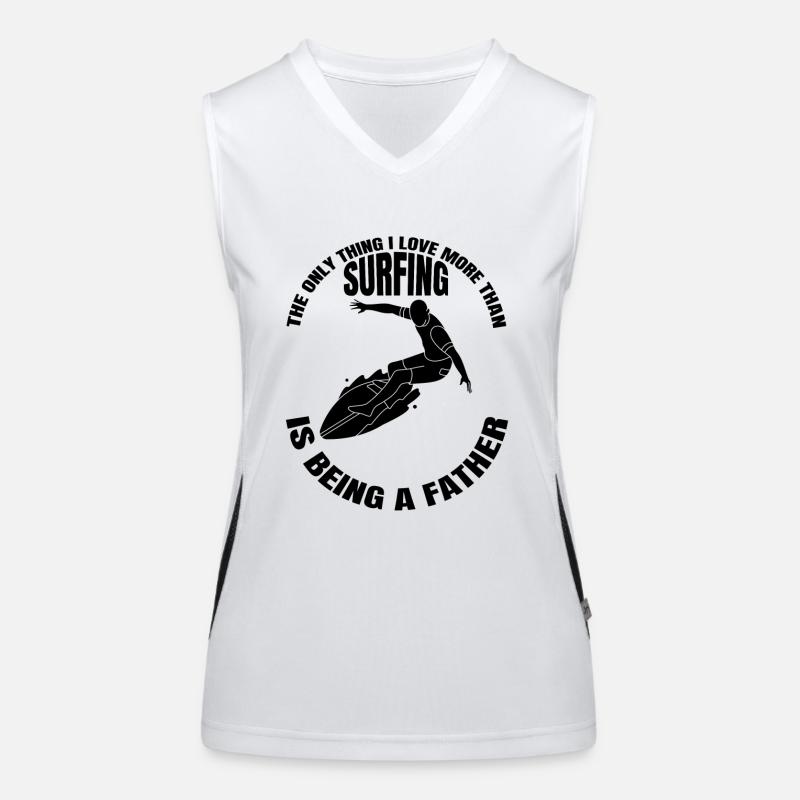 Surfer Father Surfboard Dad Surf Instructor Women's Functional Contrast Tank Top