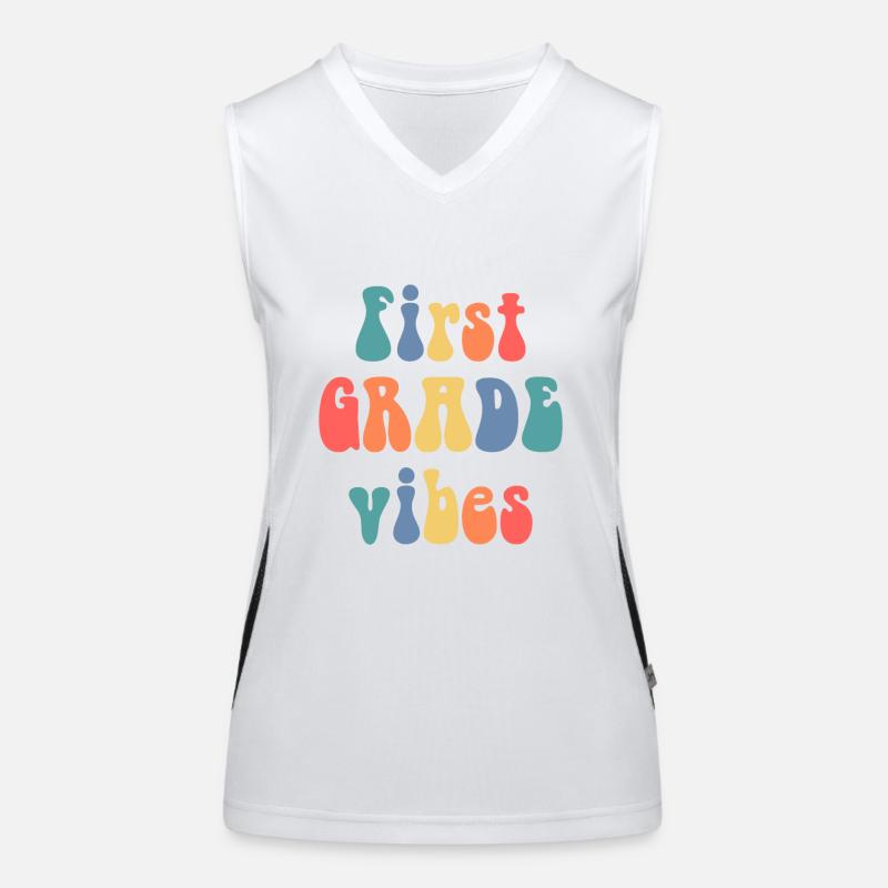 First grade vibes school graphic design Funktionelles Kontrast-Tank Top für Frauen