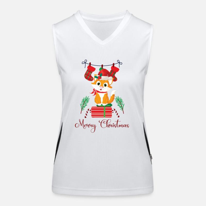 Noël avec un chat Débardeur respirant contrasté Femme