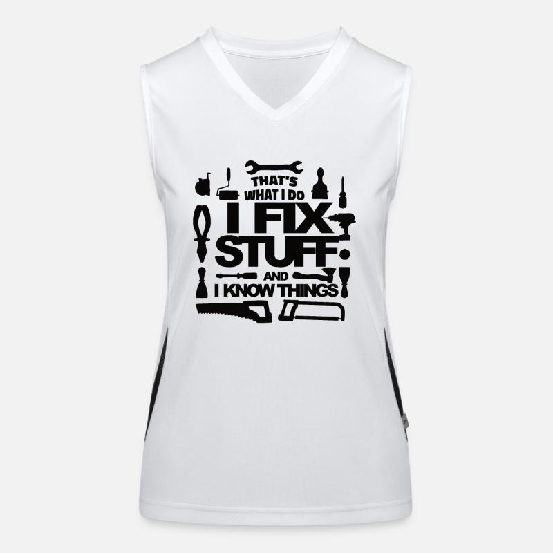 Handwerker Heimwerker Spruch Geschenk Funktionelles Kontrast-Tank Top für Frauen