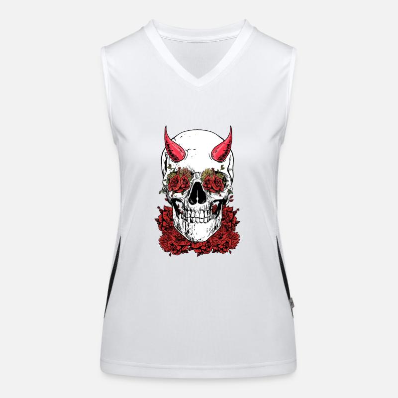 Skull in roses Women's Functional Contrast Tank Top