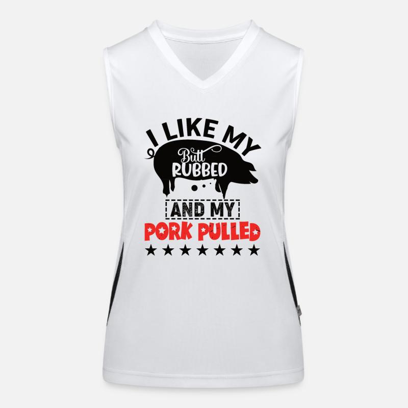 BBQ Grillen Smoker Grillfeier Pork Pulled Camping Funktionelles Kontrast-Tank Top für Frauen