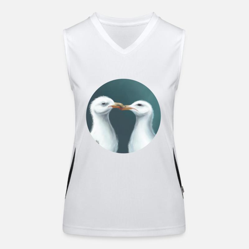 Küssende Möwen Funktionelles Kontrast-Tank Top für Frauen