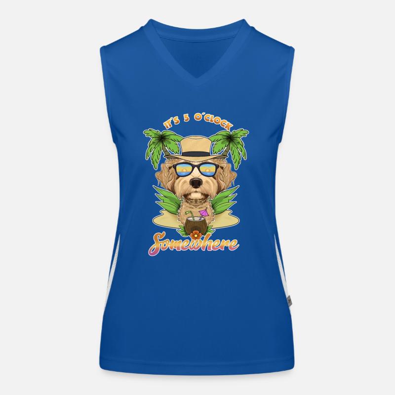 It Is 5 OClock Somewhere Drinking Labaradoodle Funktionelles Kontrast-Tank Top für Frauen