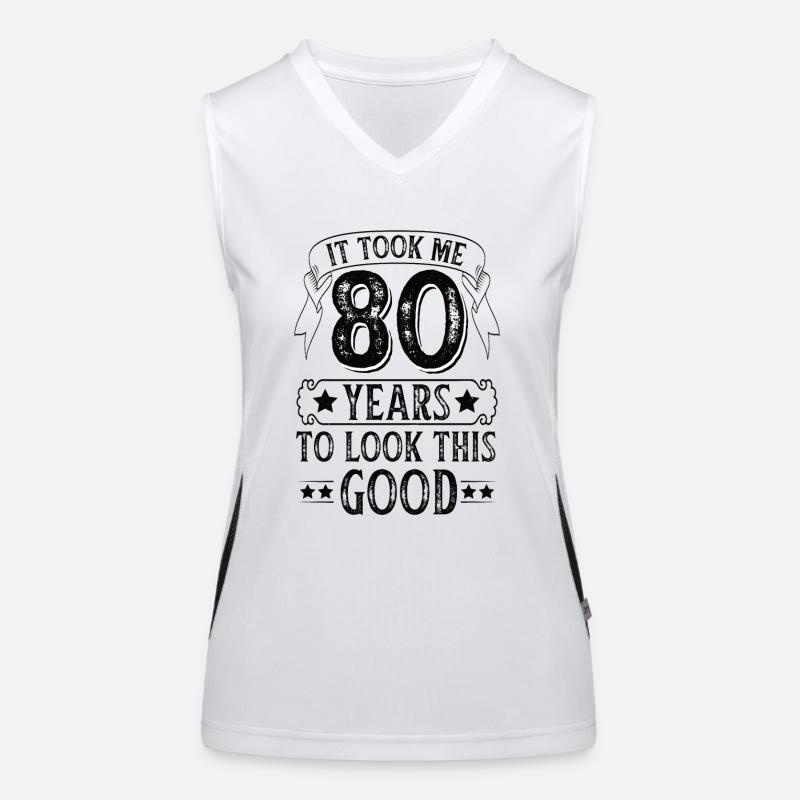 80 Years Birthday Gift Age Celebration Women's Functional Contrast Tank Top