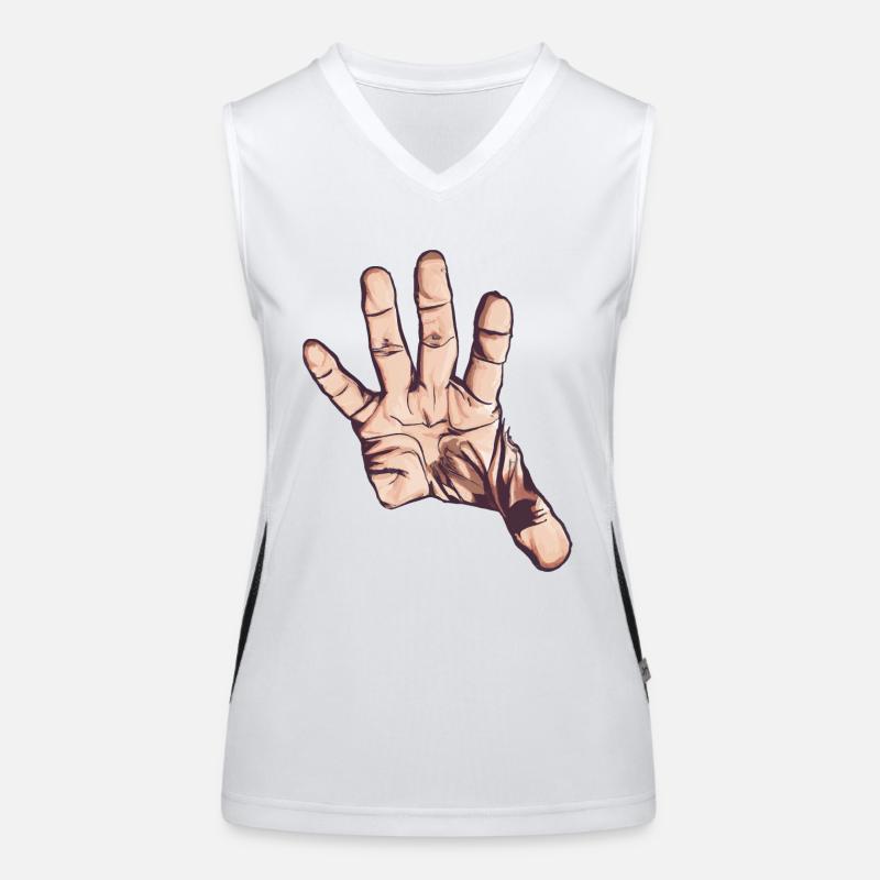 Hand grasping / stretching out, Vector Art Women's Functional Contrast Tank Top