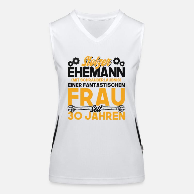 Perlenhochzeit Ehepaar 30. Hochzeitstag Geschenk Funktionelles Kontrast-Tank Top für Frauen