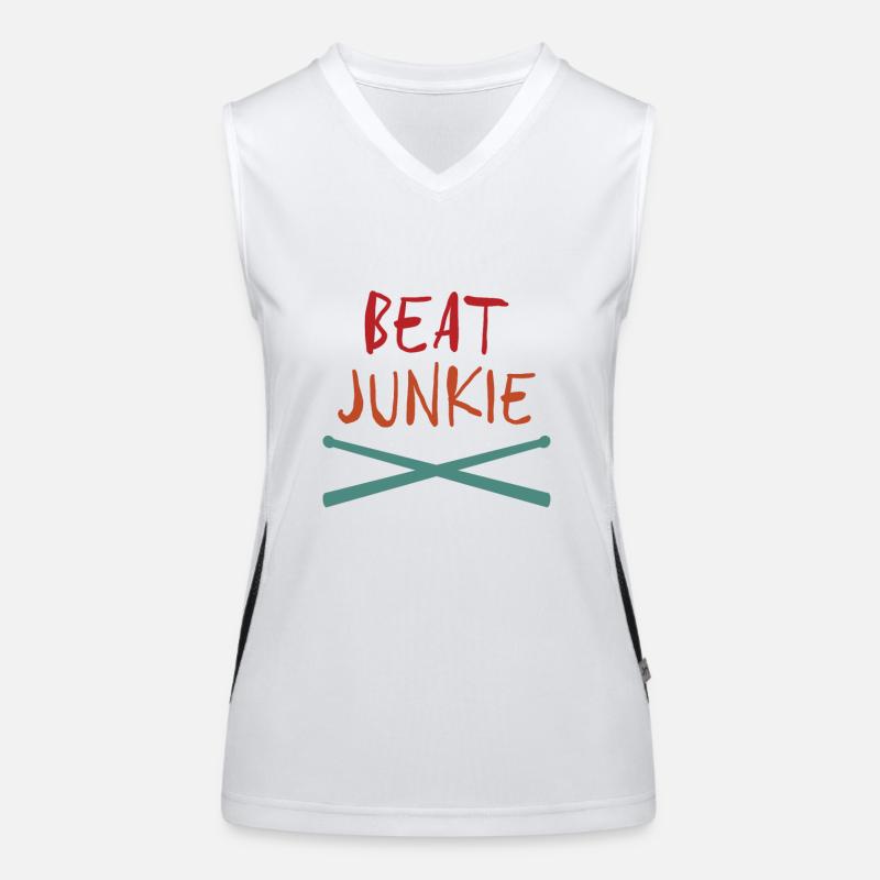 Beat Junkie Drumsticks Cool Drummer Gift idea Funktionelles Kontrast-Tank Top für Frauen