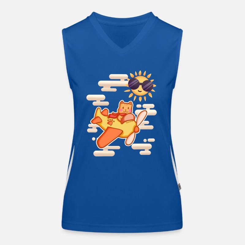 Pilot Katze Himmel Funktionelles Kontrast-Tank Top für Frauen