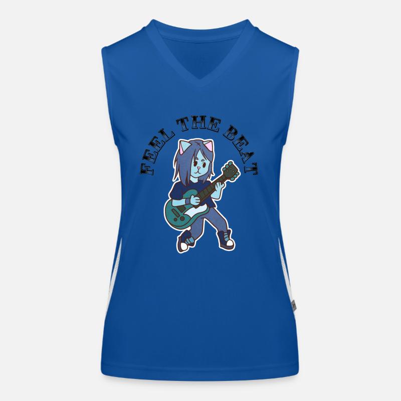 Katze spielt Gitarre Funktionelles Kontrast-Tank Top für Frauen