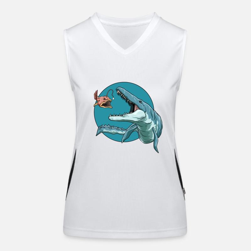 Elasmosaurus Laternenfisch Dinosaurier Funktionelles Kontrast-Tank Top für Frauen