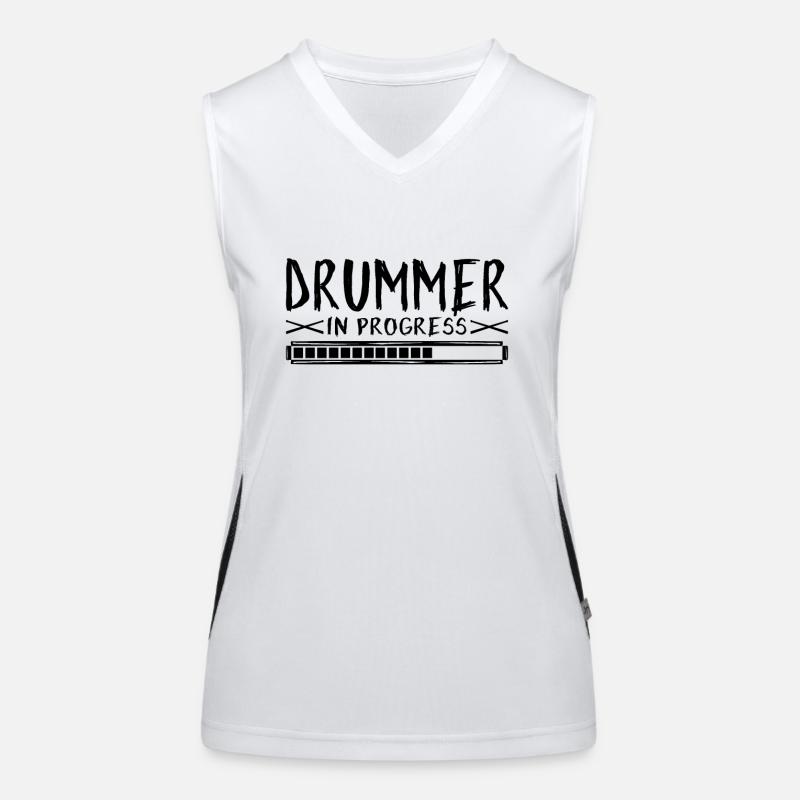 Drummer In Progress for Percussionist Drummer Gift Funktionelles Kontrast-Tank Top für Frauen
