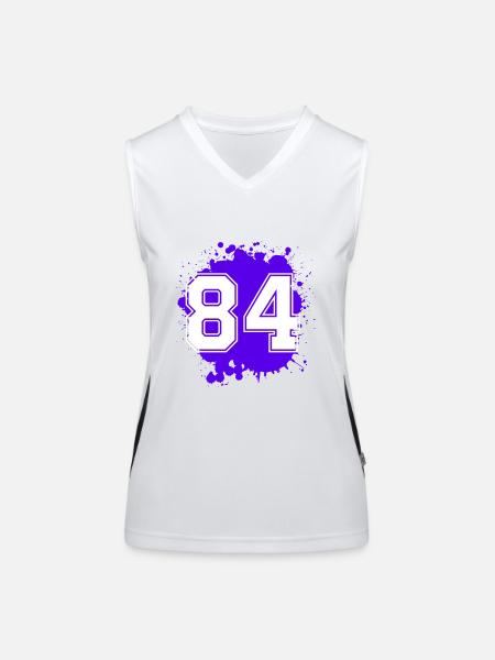 84 Zahl Klecks - Funktionelles Kontrast-Tank Top für Frauen - Weiß/Schwarz - Vorne