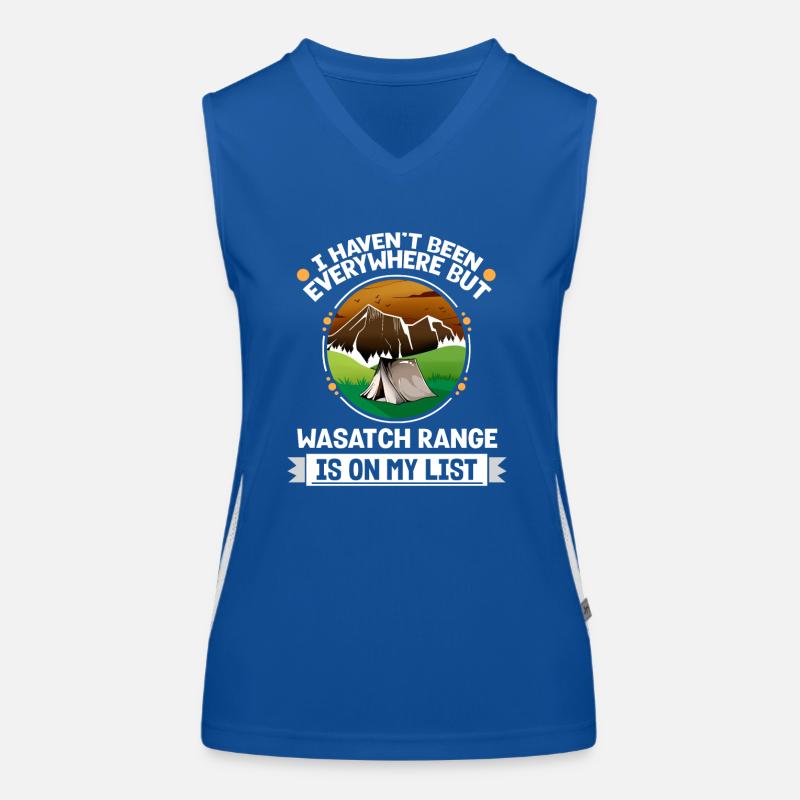 Wasatch Range Is On My List Hiking Camping Hiker Funktionelles Kontrast-Tank Top für Frauen