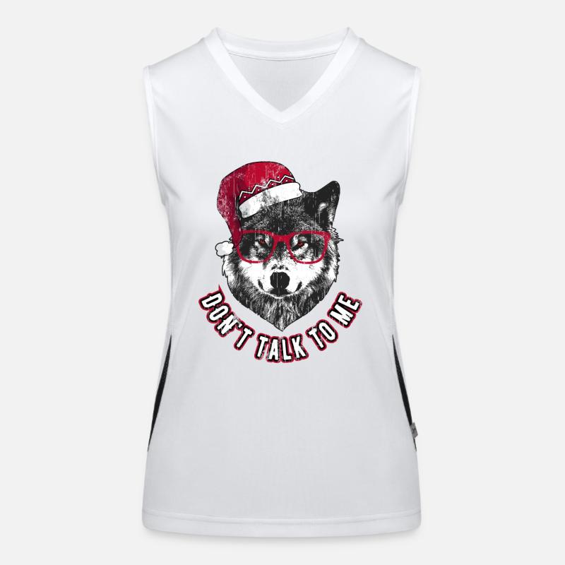 Sprich nicht mit mir - Grumpy Christmas Wolf Funktionelles Kontrast-Tank Top für Frauen
