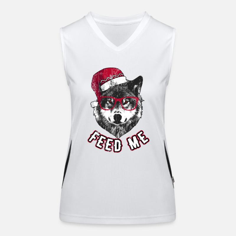 Feed Me – Grumpy Christmas Wolf Women's Functional Contrast Tank Top