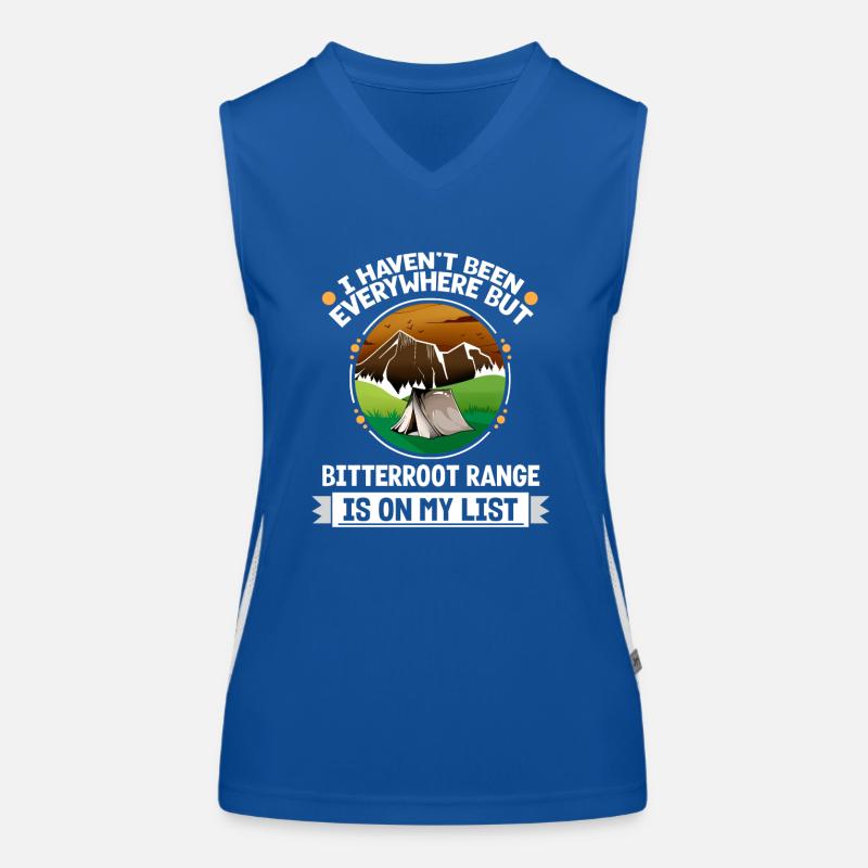 Bitterroot Range Is On My List Hiking Camping Funktionelles Kontrast-Tank Top für Frauen