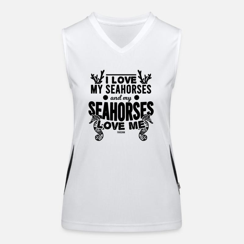 Ich liebe Seepferdchen Funktionelles Kontrast-Tank Top für Frauen