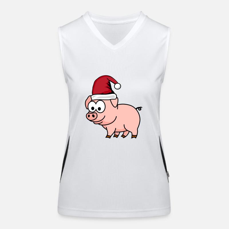 Schwein Comic Weihnachten Funktionelles Kontrast-Tank Top für Frauen